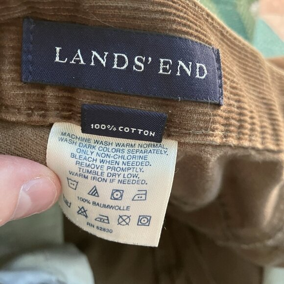 Lands' End Corduroy Pants Mens 34 Brown Straight Leg 90s Dad Y2K Fall Autumn - Picture 5 of 10